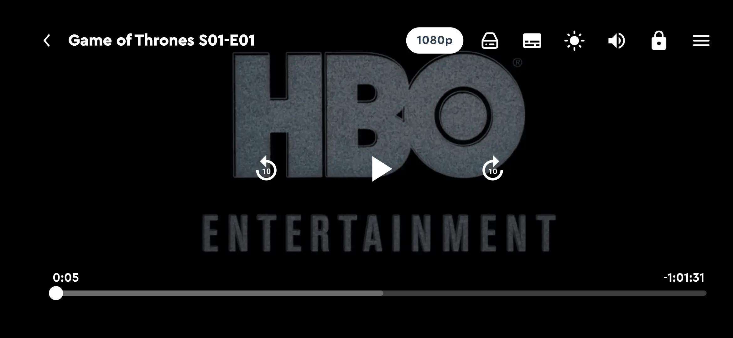 HDO Box player - Full-Screen Player in landscape mode